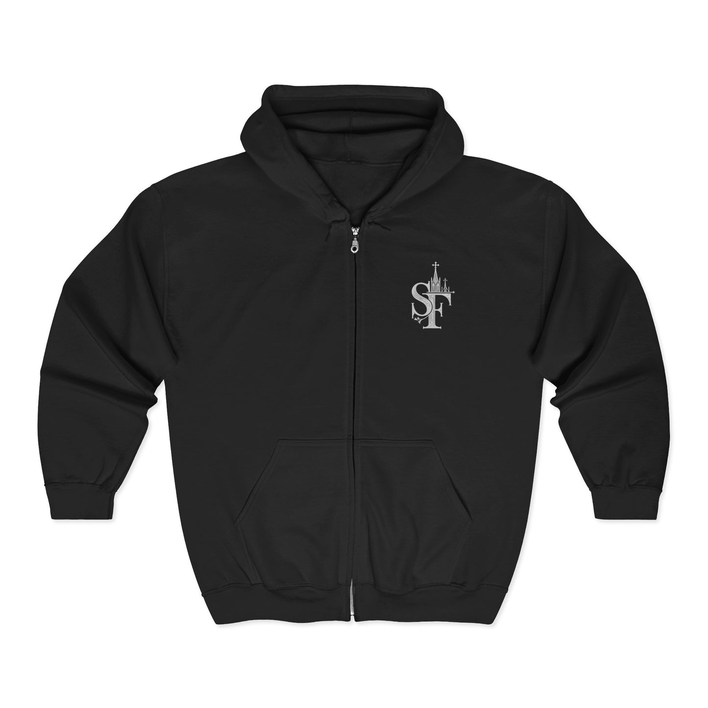Spires and Facts Embroidered Full Zip Hoodie