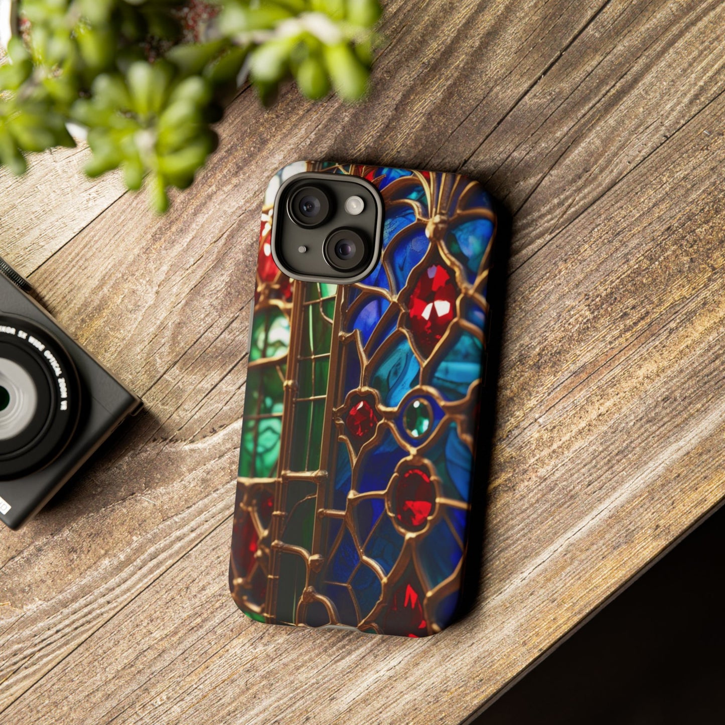 Stained-Glass Protective Phone Case - Jewel Toned Tracery