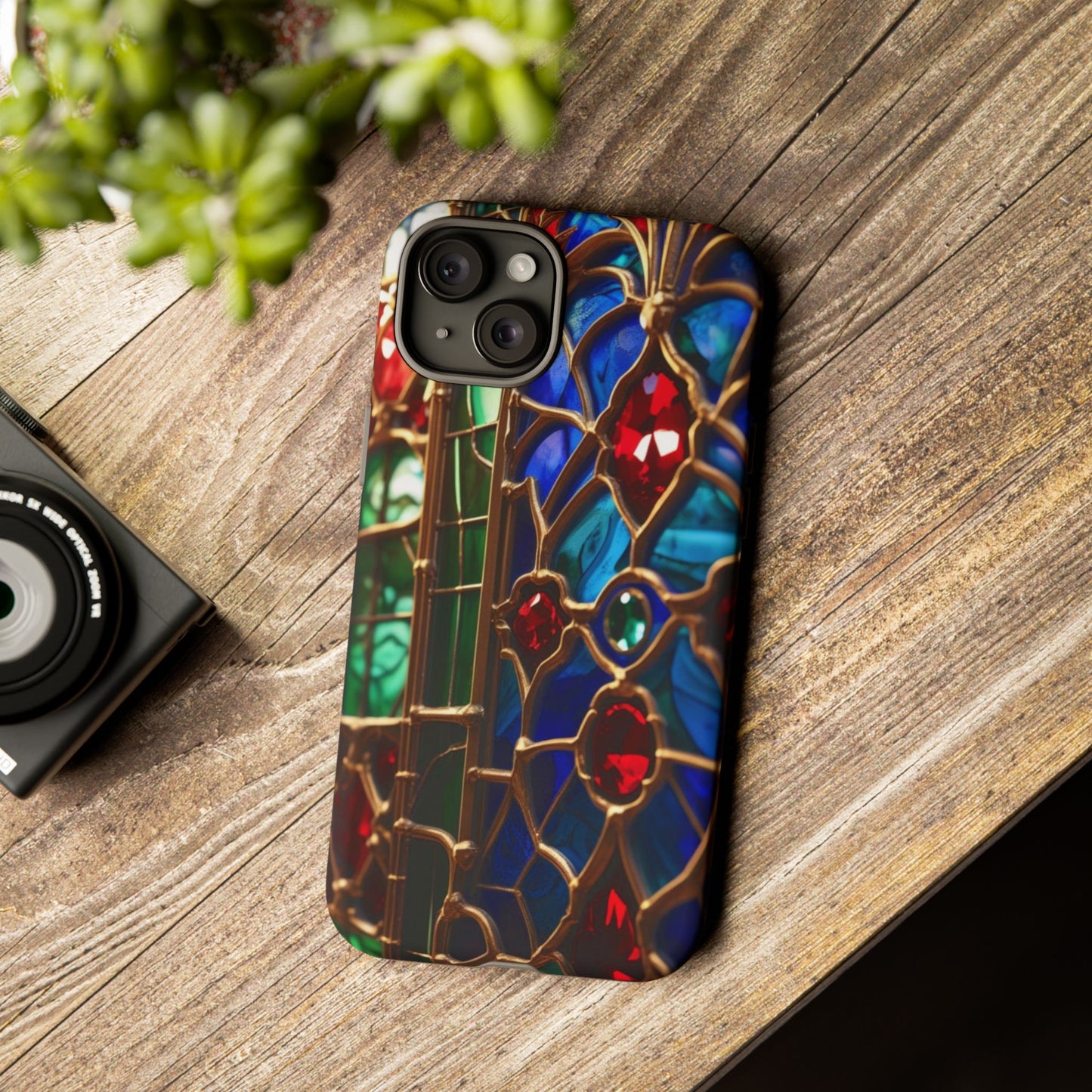 Stained-Glass Protective Phone Case - Jewel Toned Tracery
