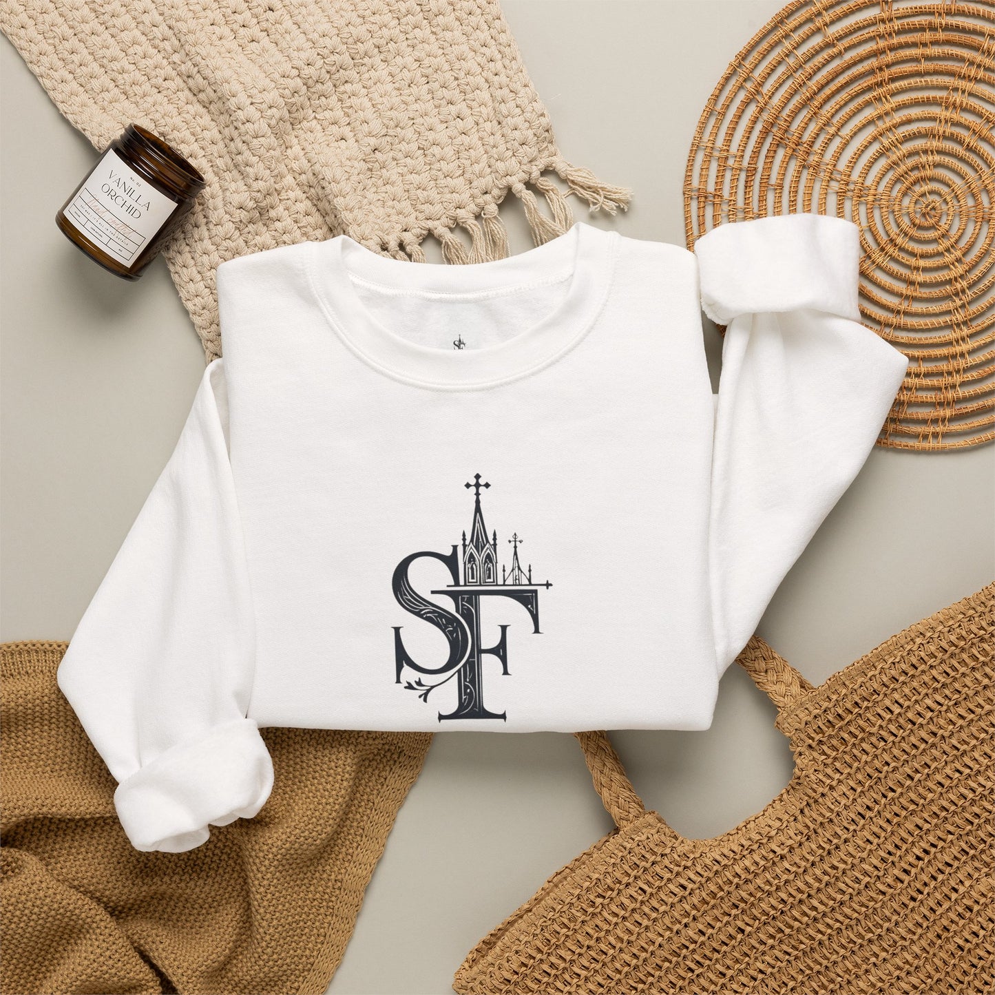 Dark Sweatshirt with SF Graphic - Cozy Essentials