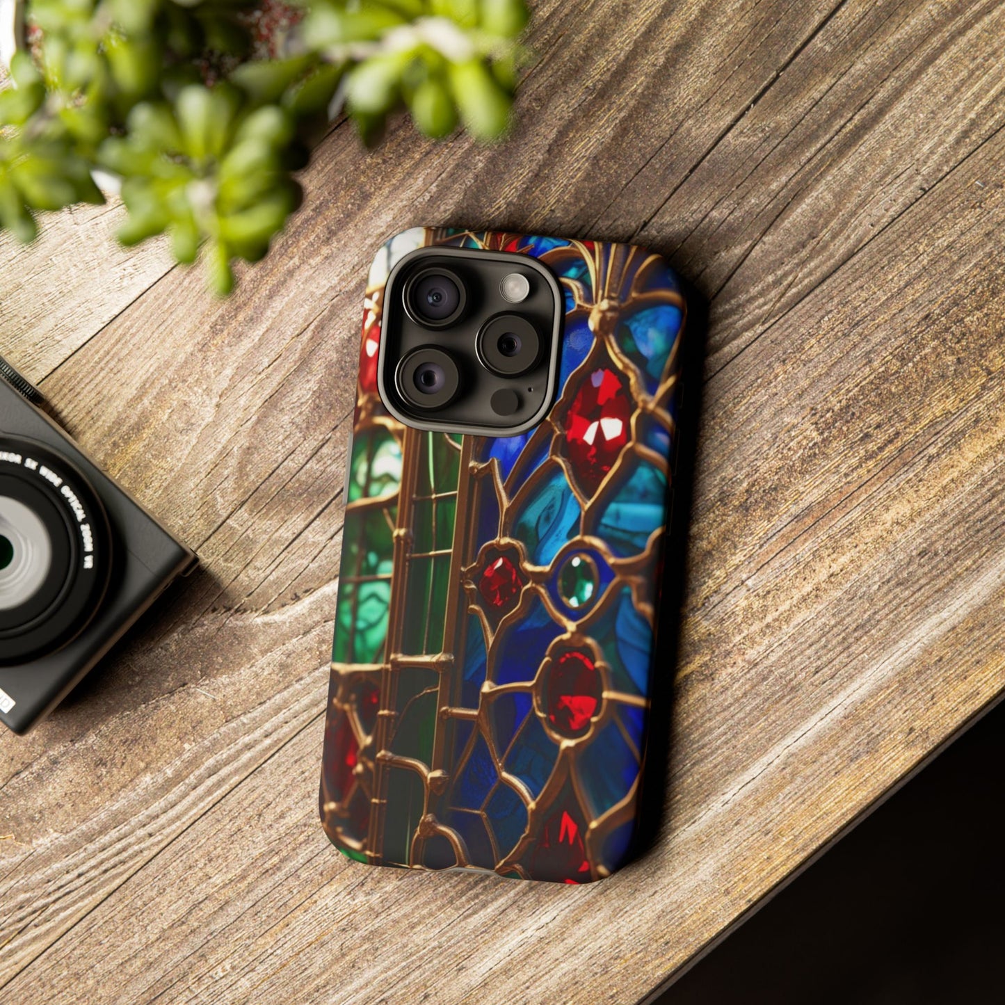 Stained-Glass Protective Phone Case - Jewel Toned Tracery