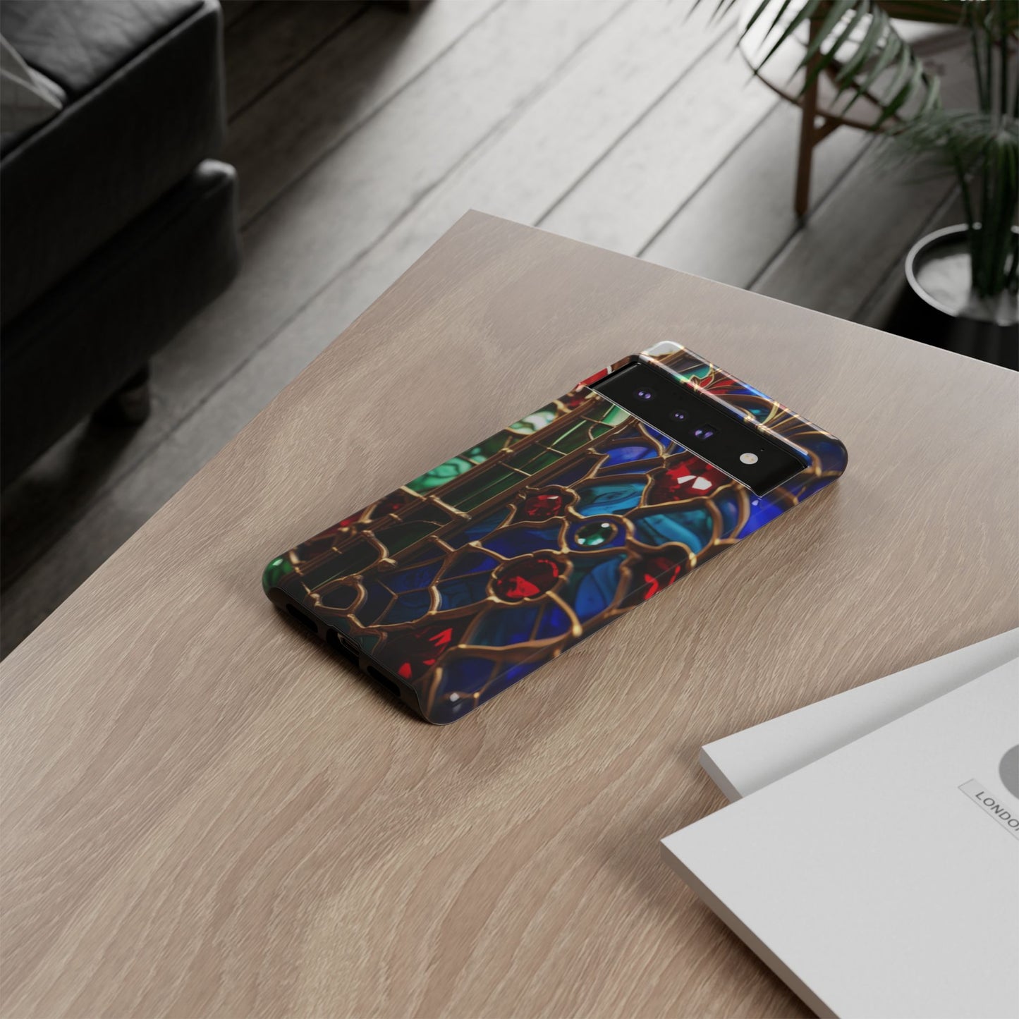 Stained-Glass Protective Phone Case - Jewel Toned Tracery