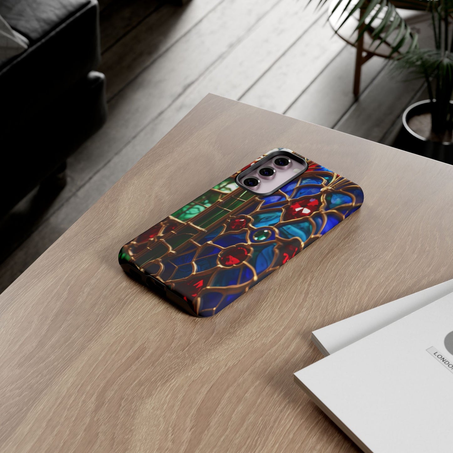 Stained-Glass Protective Phone Case - Jewel Toned Tracery