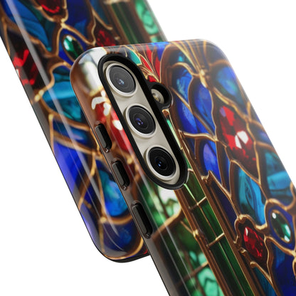 Stained-Glass Protective Phone Case - Jewel Toned Tracery