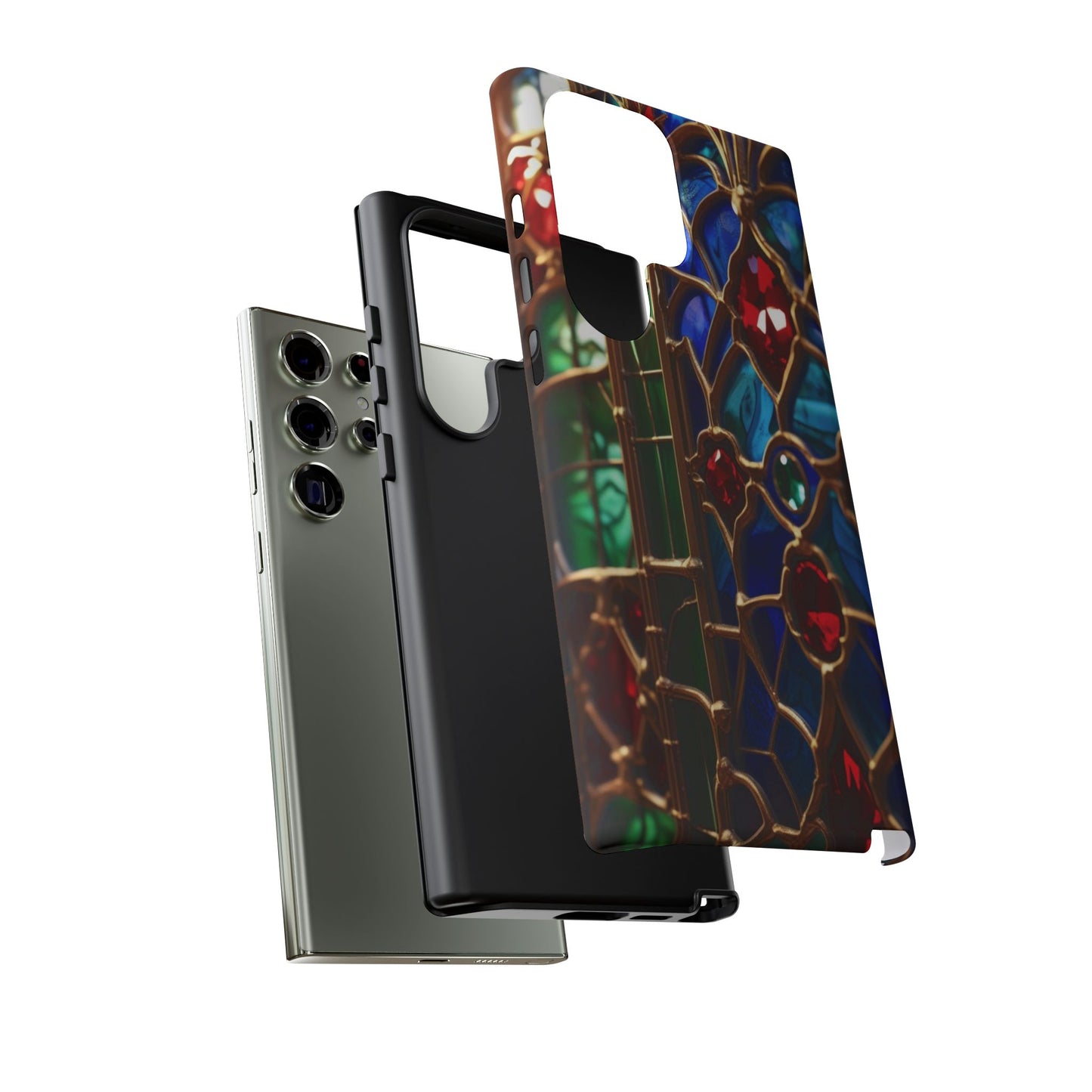Stained-Glass Protective Phone Case - Jewel Toned Tracery