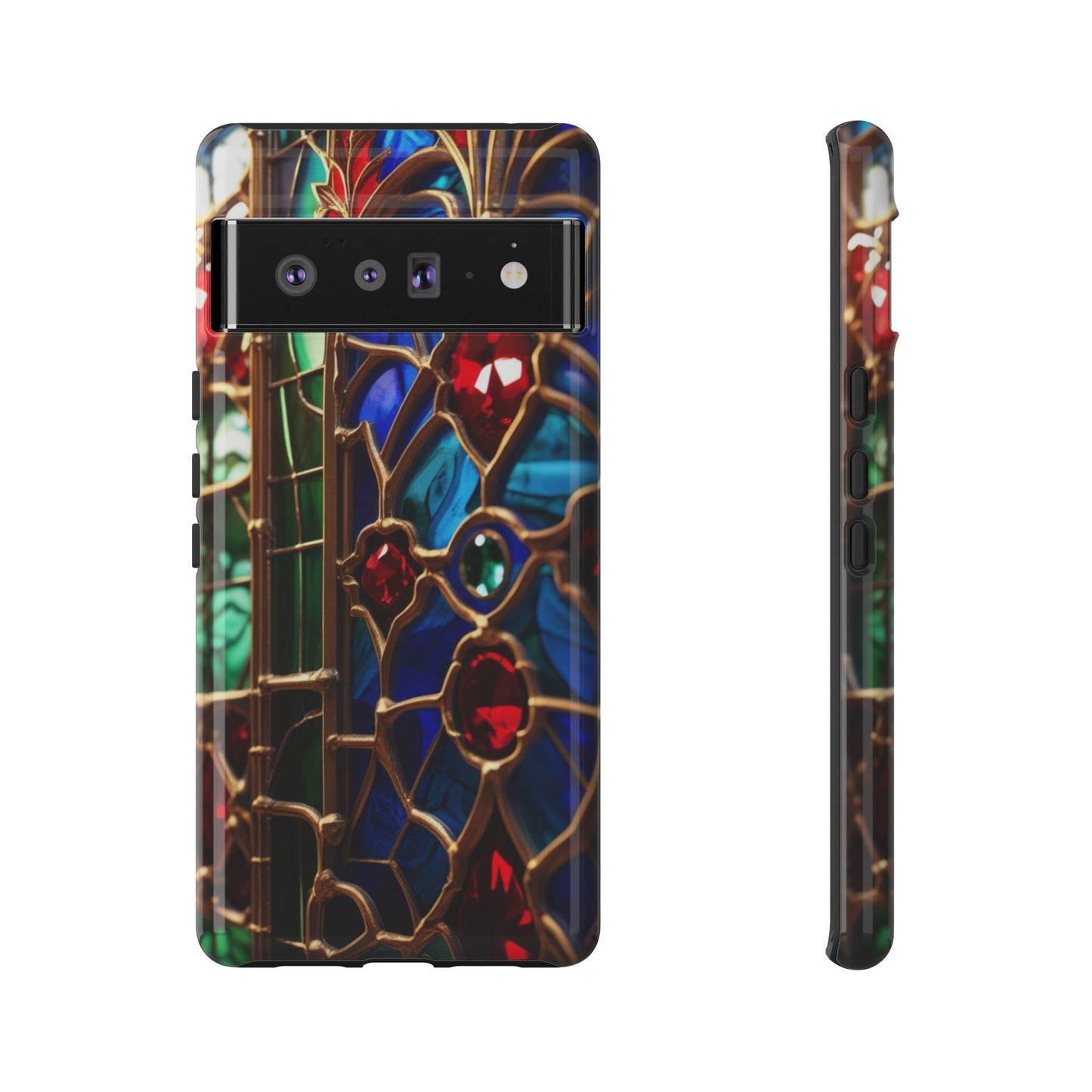 Stained-Glass Protective Phone Case - Jewel Toned Tracery