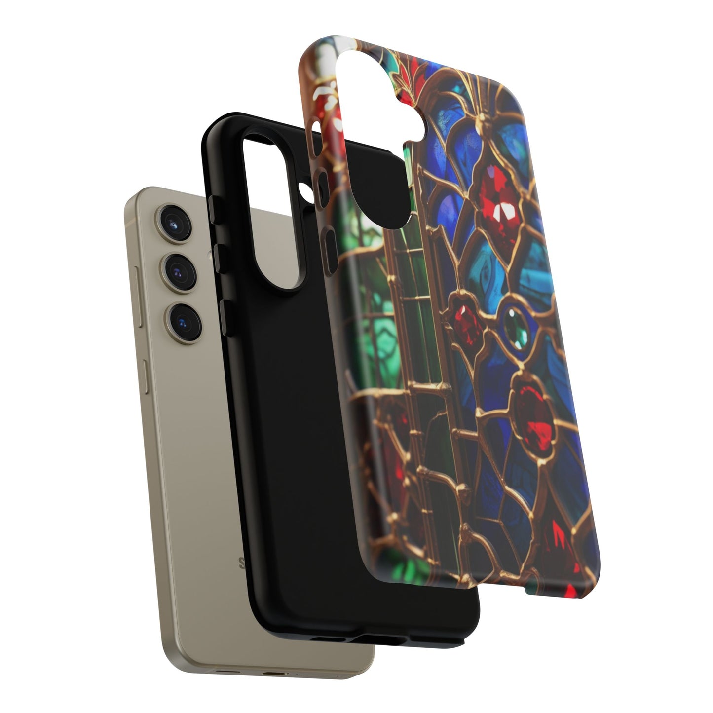 Stained-Glass Protective Phone Case - Jewel Toned Tracery