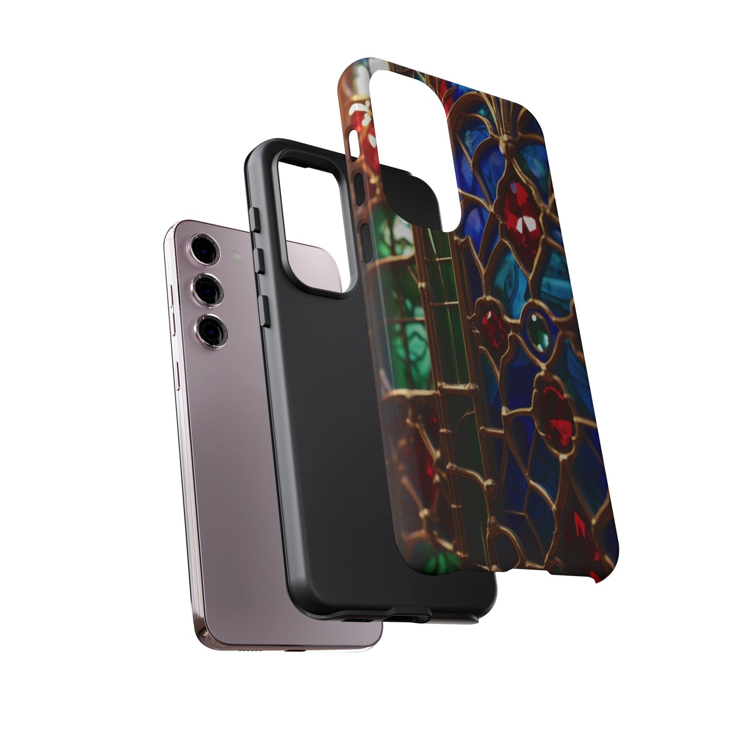 Stained-Glass Protective Phone Case - Jewel Toned Tracery