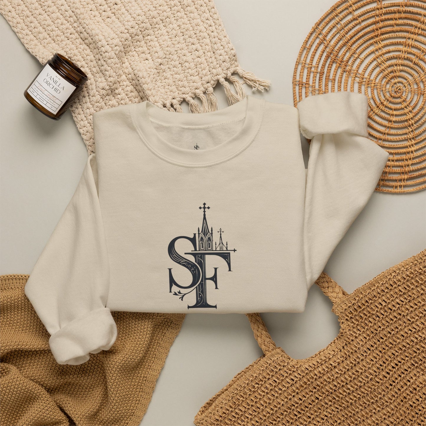 Dark Sweatshirt with SF Graphic - Cozy Essentials