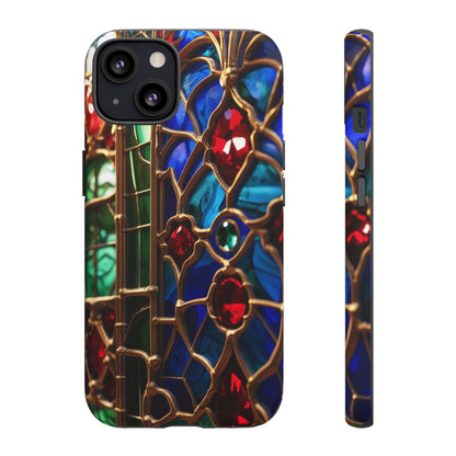 Stained-Glass Protective Phone Case - Jewel Toned Tracery