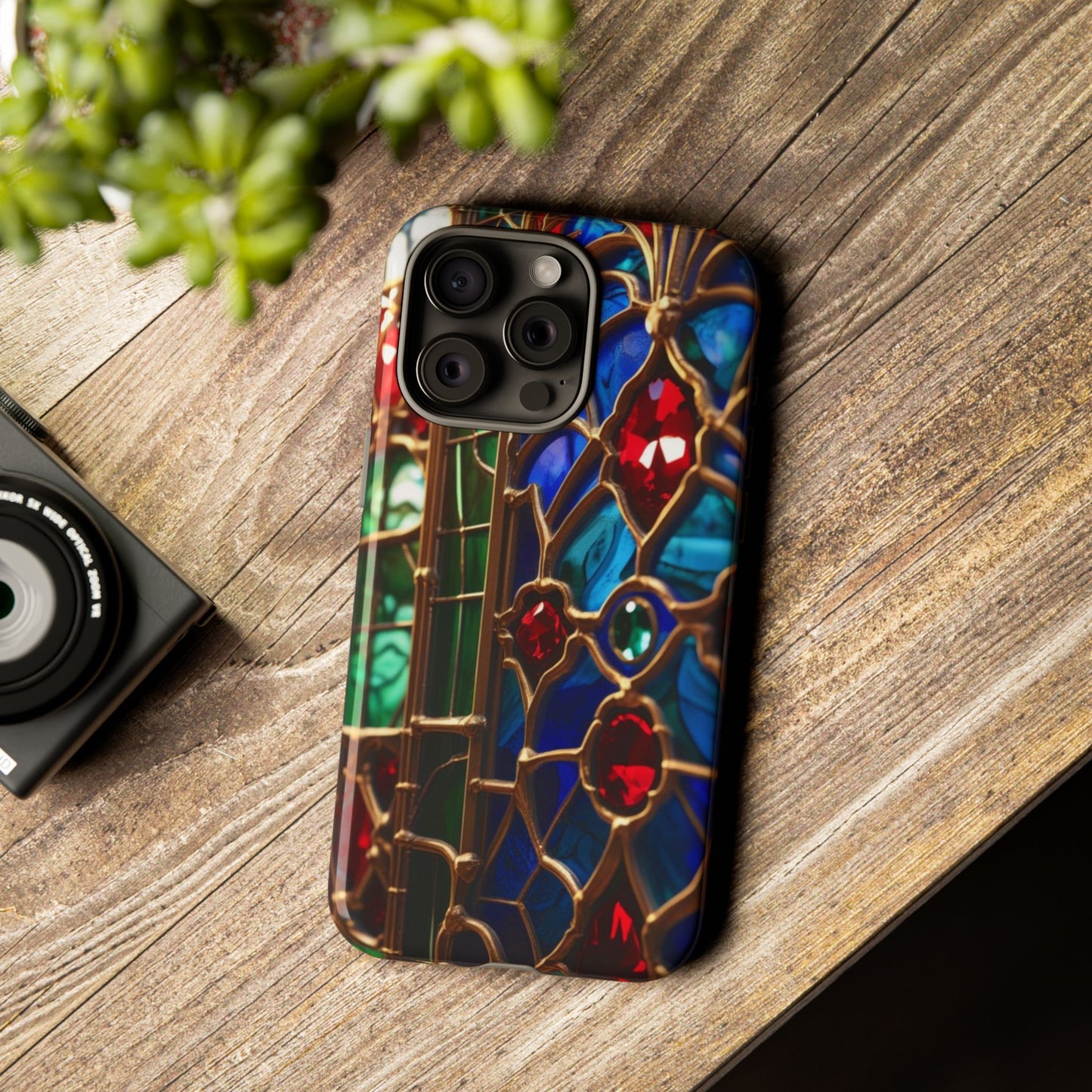 Stained-Glass Protective Phone Case - Jewel Toned Tracery