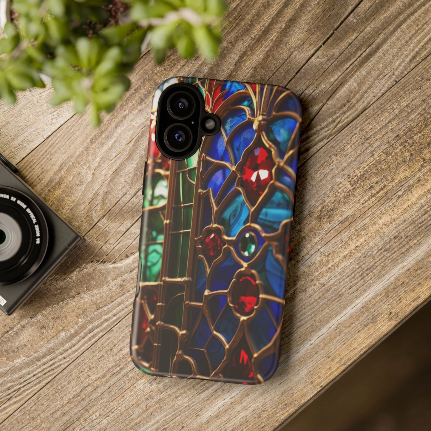 Stained-Glass Protective Phone Case - Jewel Toned Tracery