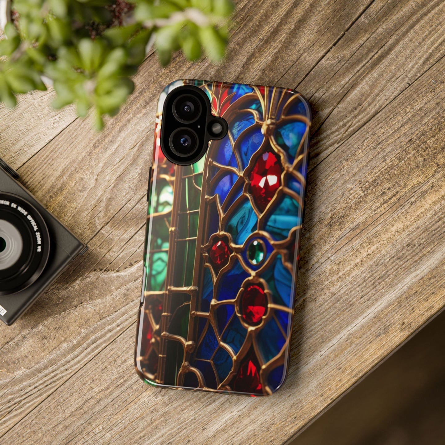 Stained-Glass Protective Phone Case - Jewel Toned Tracery
