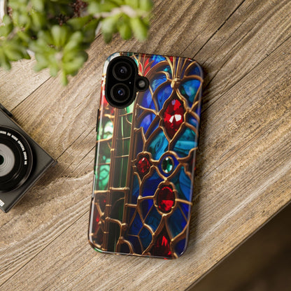 Stained-Glass Protective Phone Case - Jewel Toned Tracery