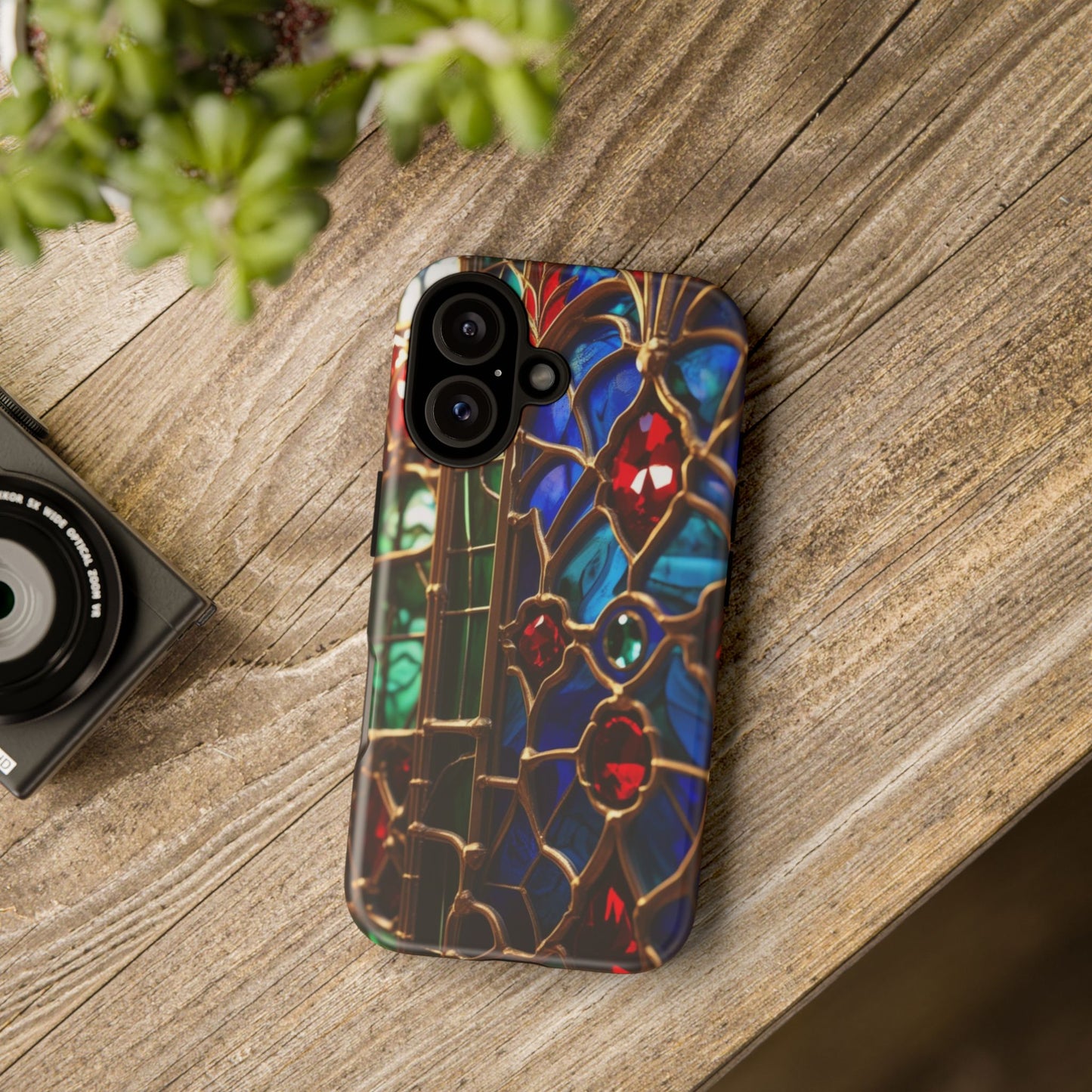 Stained-Glass Protective Phone Case - Jewel Toned Tracery