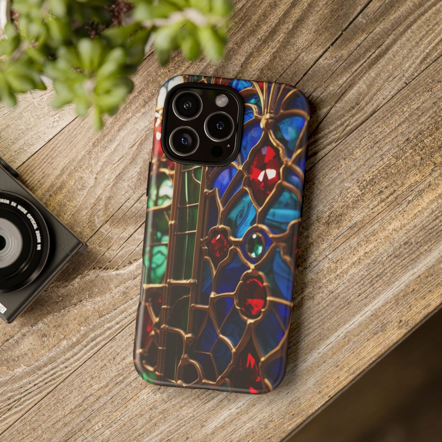 Stained-Glass Protective Phone Case - Jewel Toned Tracery
