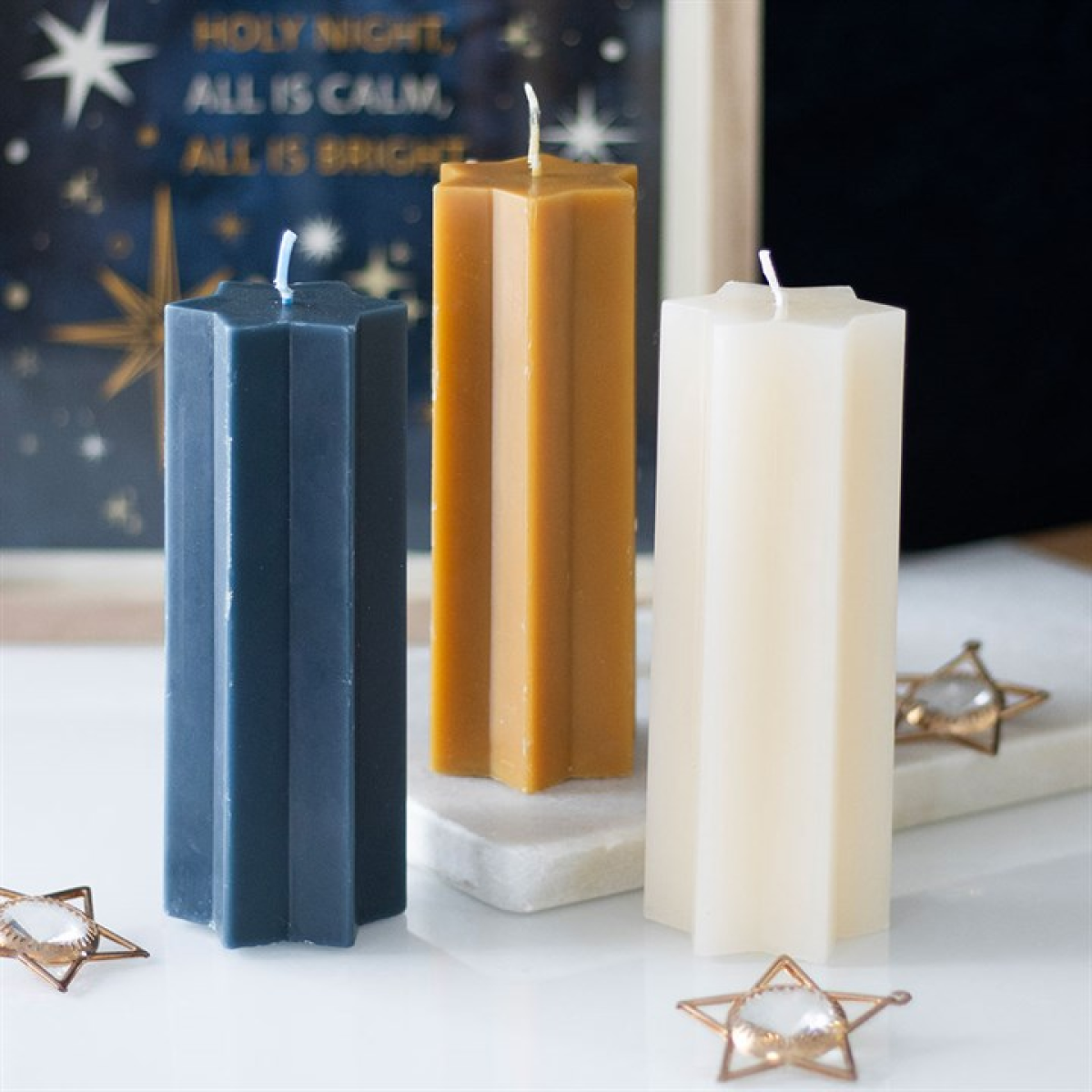 Gold Starry Night Star Shaped Taper Candle