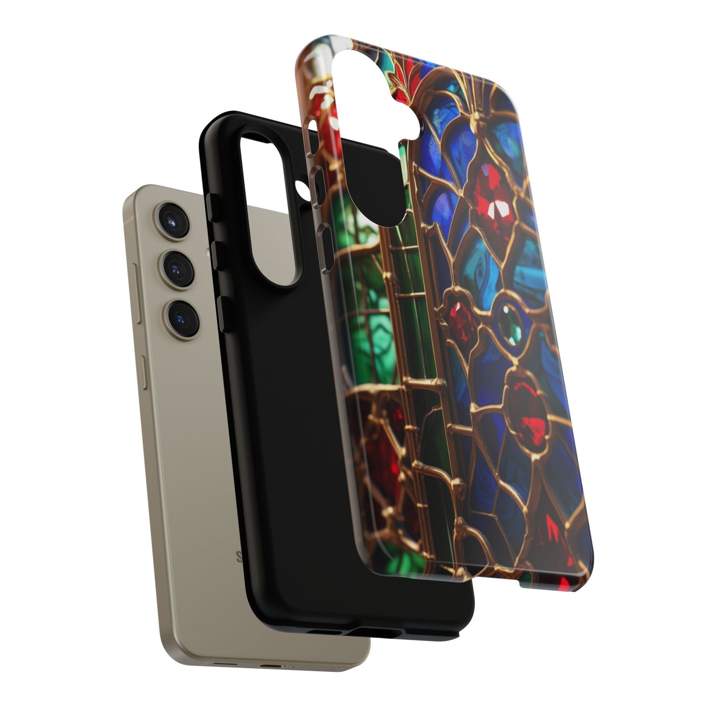Stained-Glass Protective Phone Case - Jewel Toned Tracery