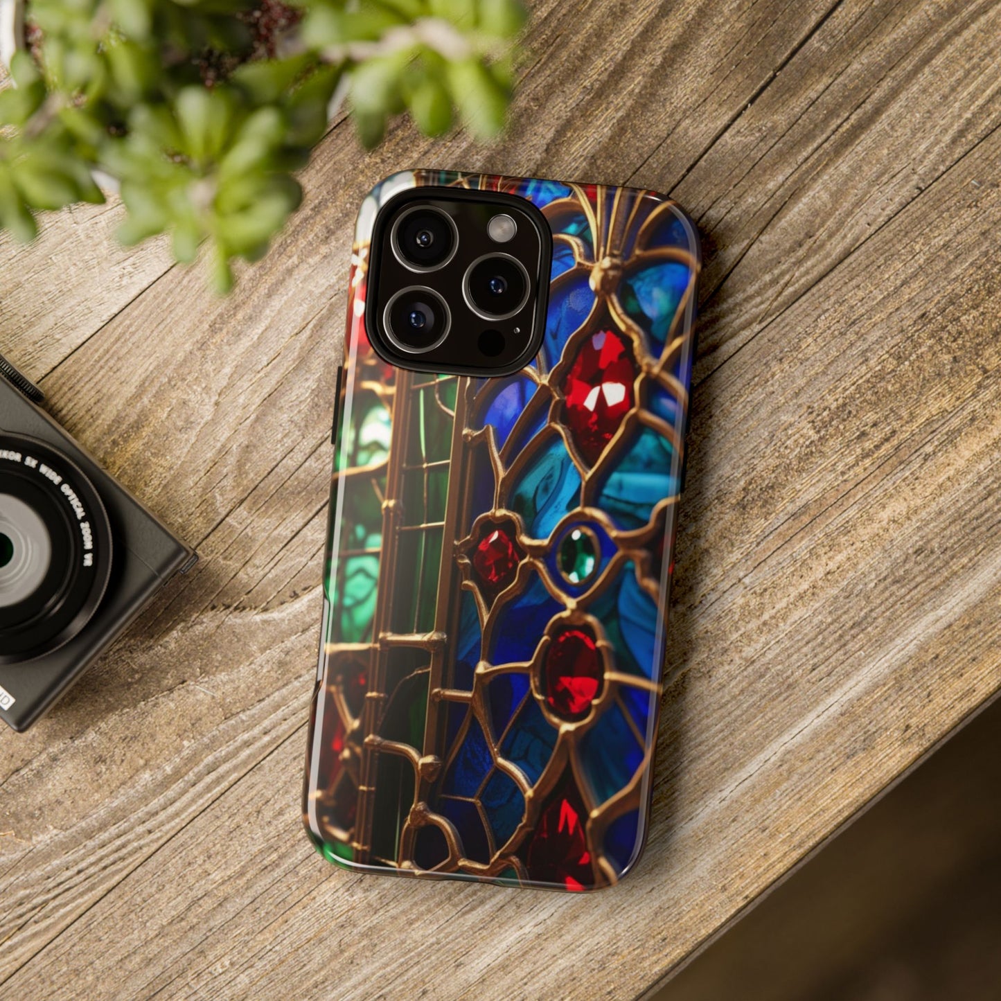 Stained-Glass Protective Phone Case - Jewel Toned Tracery