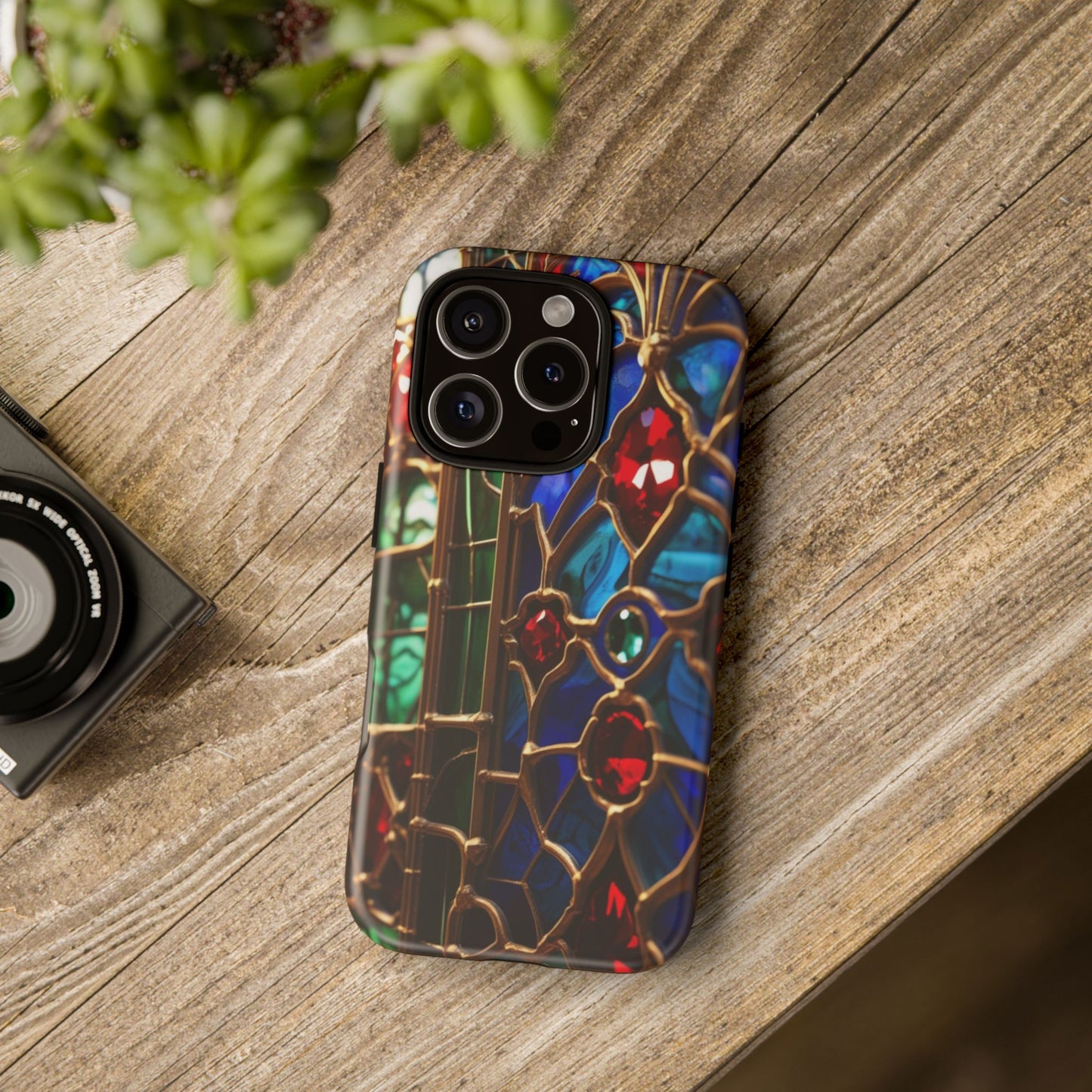 Stained-Glass Protective Phone Case - Jewel Toned Tracery