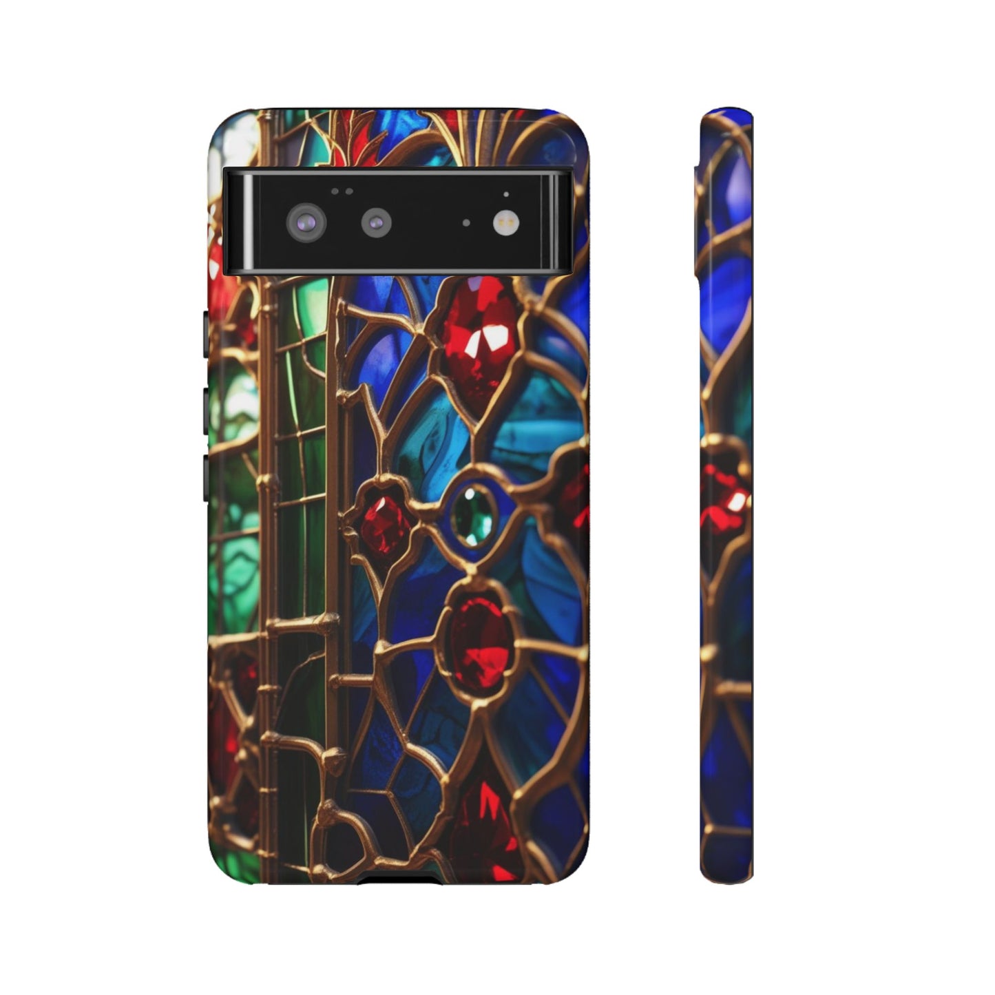 Stained-Glass Protective Phone Case - Jewel Toned Tracery