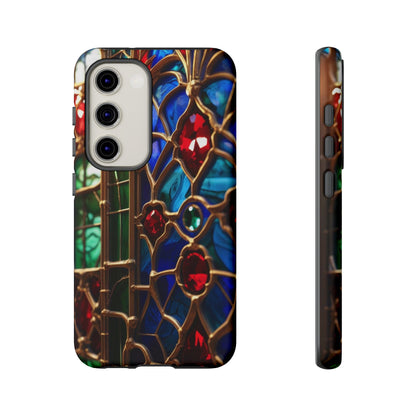 Stained-Glass Protective Phone Case - Jewel Toned Tracery