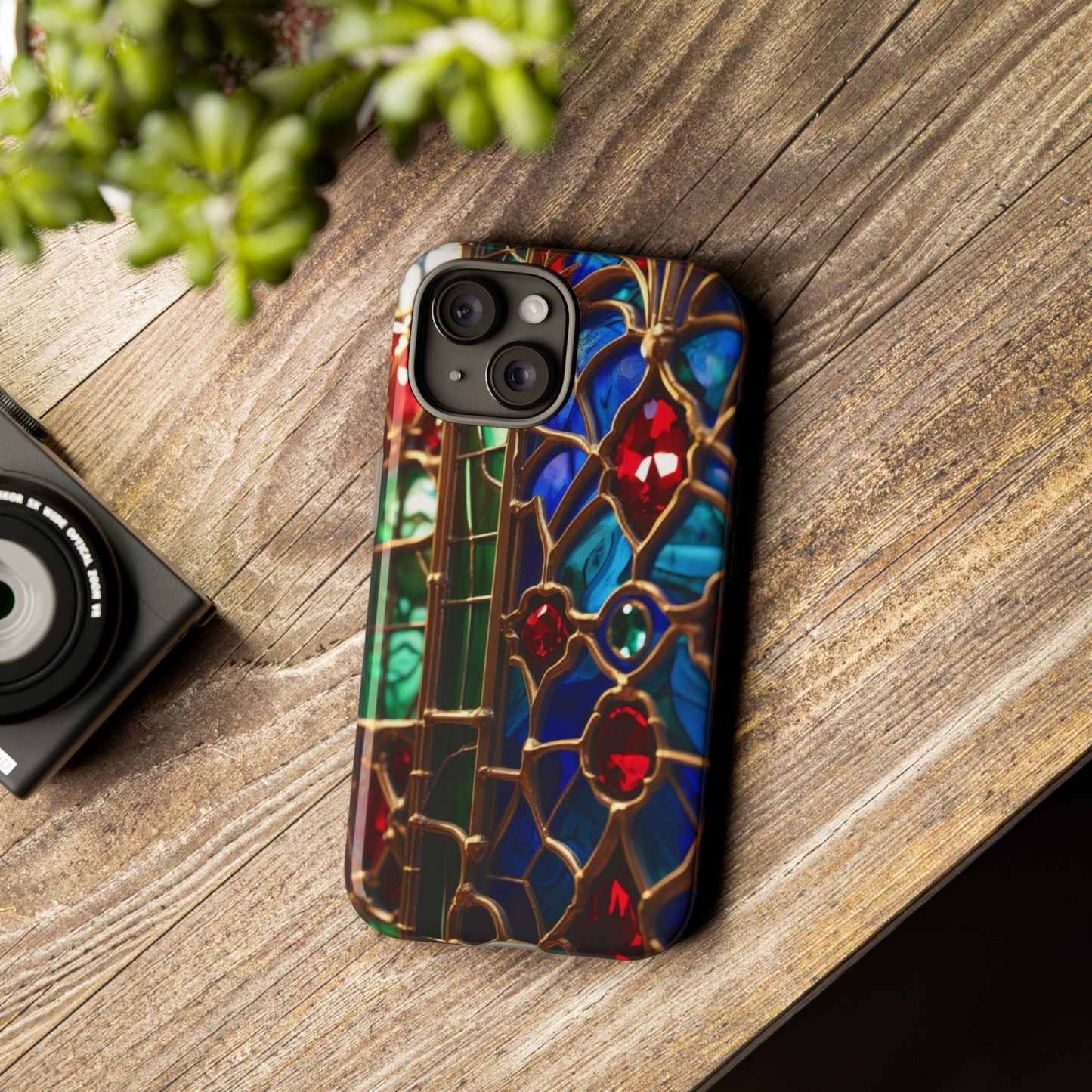 Stained-Glass Protective Phone Case - Jewel Toned Tracery