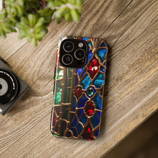 Stained-Glass Protective Phone Case - Jewel Toned Tracery