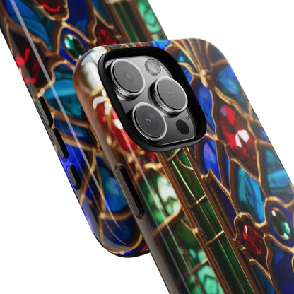 Stained-Glass Protective Phone Case - Jewel Toned Tracery