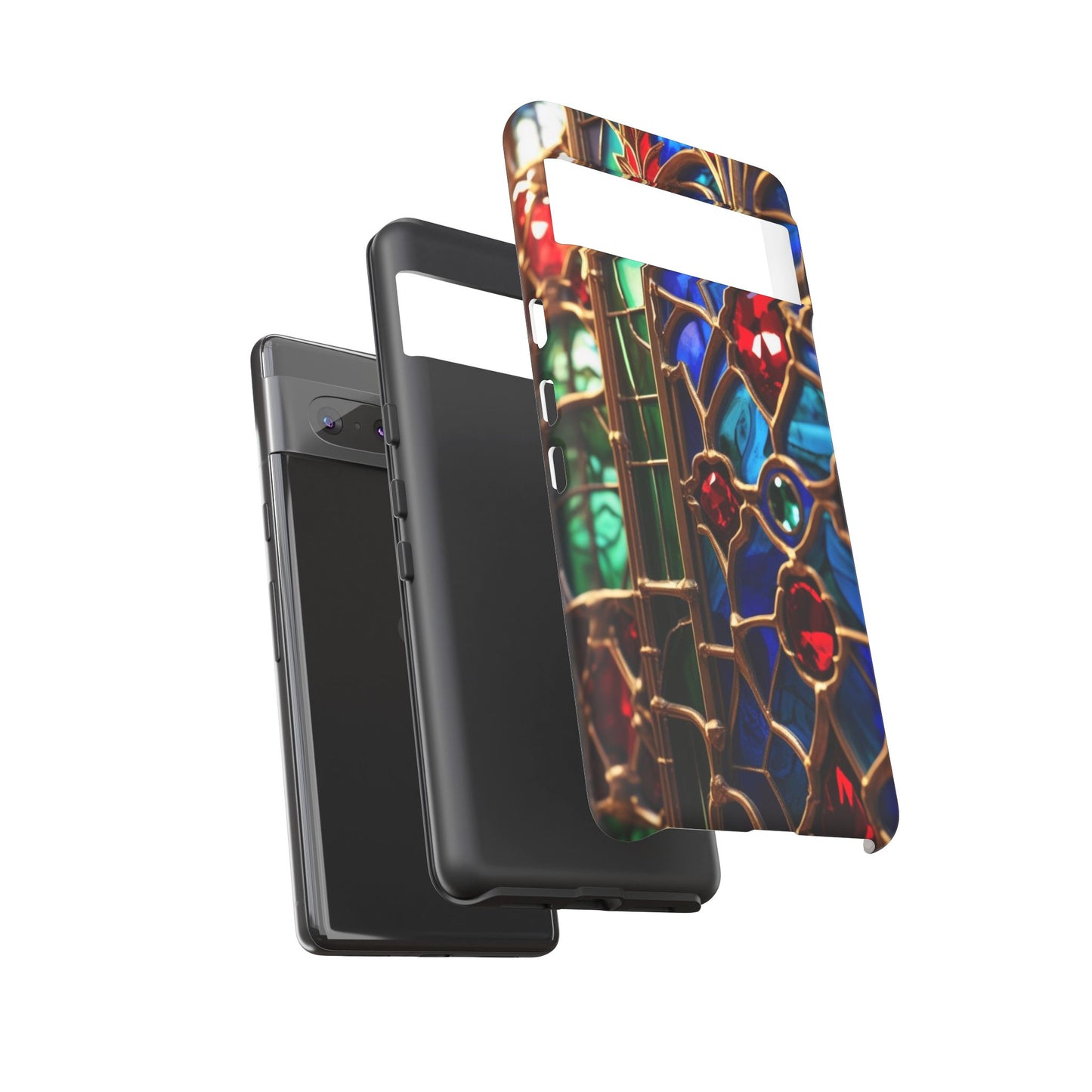 Stained-Glass Protective Phone Case - Jewel Toned Tracery